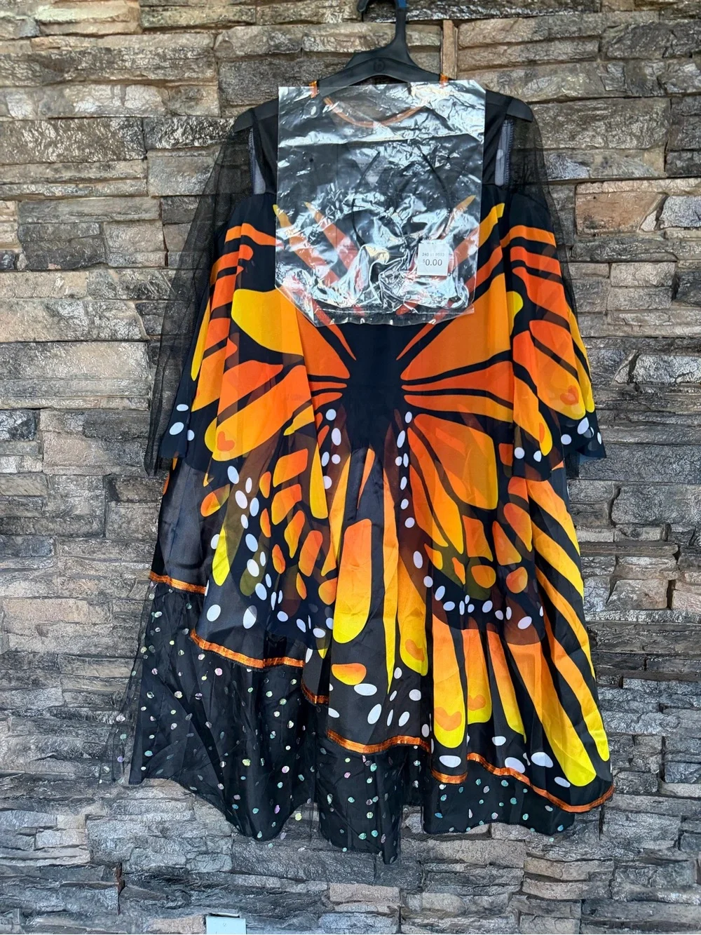 Black Orange Yellow Butterfly Wing Costume Dress